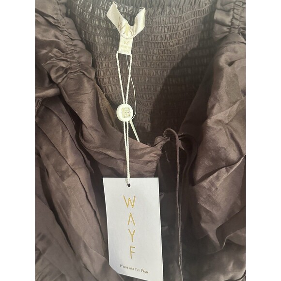 WAYF Women Uptown Ruched Halter Top Color Chocolate Size M #WAYFA20498 - Picture 5 of 6